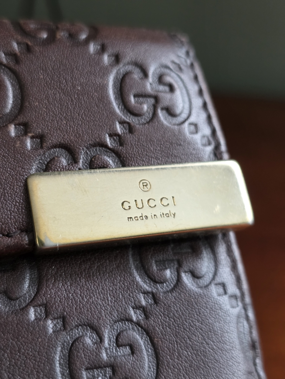 Gucci Guccissima Brown Leather Flap Wallet Gold Hardware COA - Picture 8 of 16